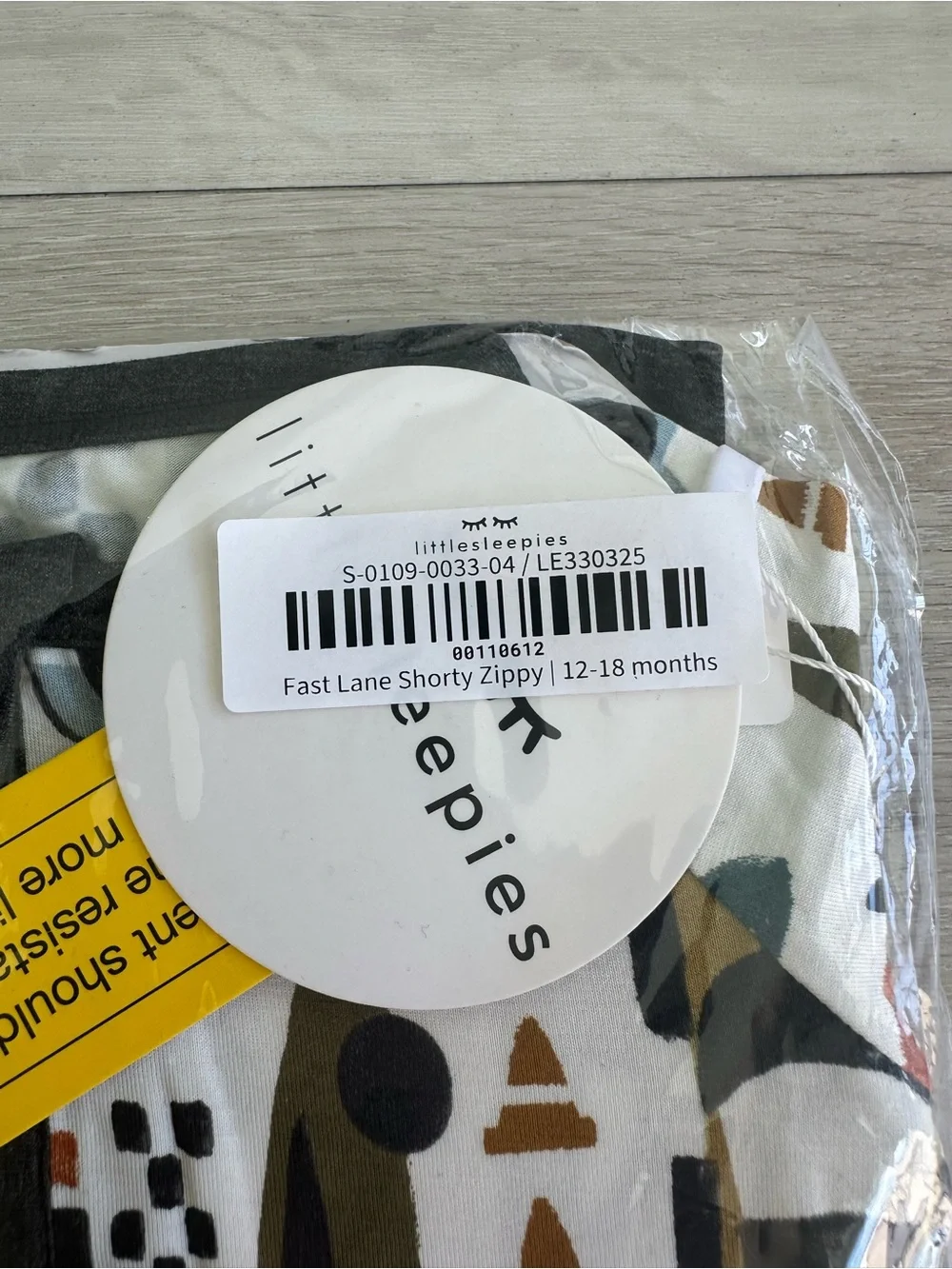 Little Sleepies Fast Lane Shorty Zippy White/Black 12-18 Month NWT IN PACKAGE